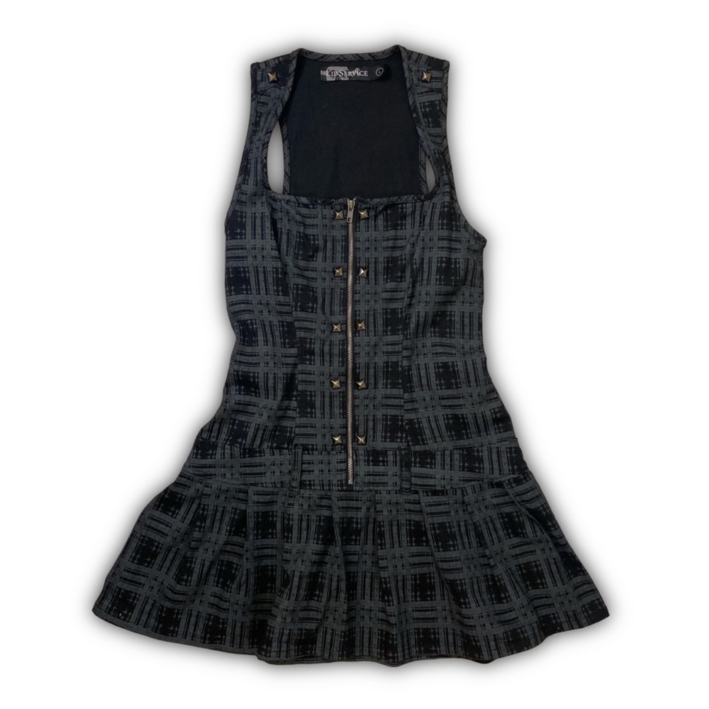 Lip Service Black and Charcoal Plaid Mini Dress